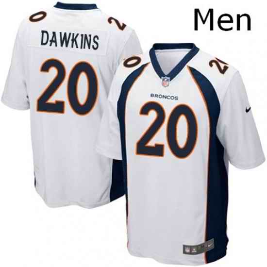 Men Nike Denver Broncos 20 Brian Dawkins Game White NFL Jersey